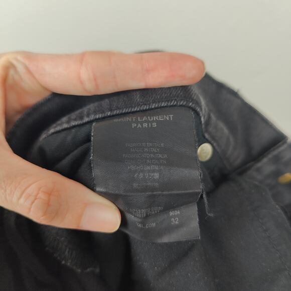 Saint Laurent Jeans Mens 32 Black Wash DO2 M/SK-LW Slim‎ Stretch Designer - Picture 12 of 13